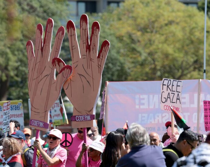 ‘Abandon Harris ’24.’ Pro-Palestinian protesters at DNC denounce U.S. policy on Gaza