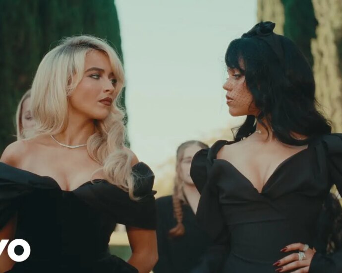 sabrina-carpenter-and-jenna-ortega-lock-lips-in-hilarious,-steamy-and-graphic-new-music-video