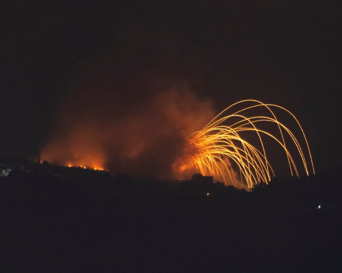 flares-and-explosions-as-israel-announces-lebanon-offensive