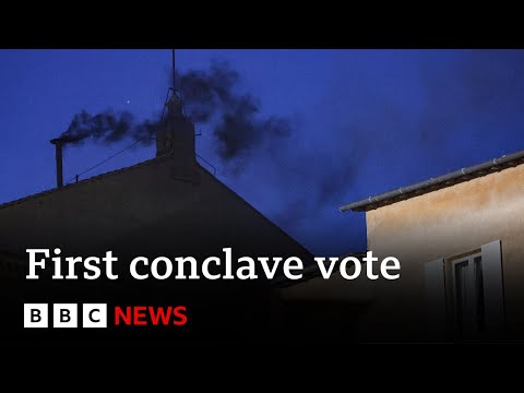 black-smoke-from-sistine-chapel-meaning-pope-not-elected-yet-|-bbc-news