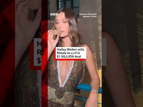 hailey-bieber-sells-her-rhode-make-up-brand-to-elf-in-$1bn-deal.-#haileybieber-#rhode-#bbcnews