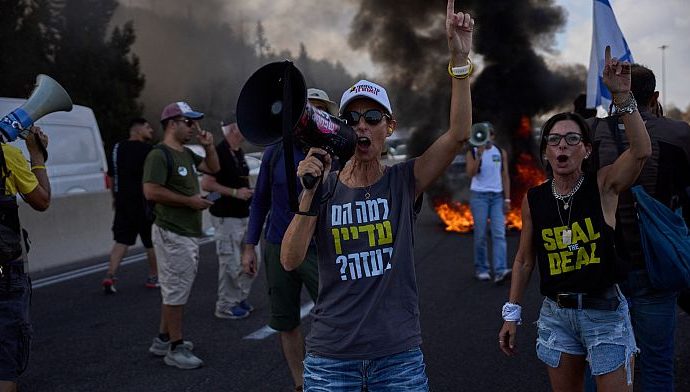 38-arrested-as-strikes-and-protests-demanding-ceasefire-and-hostage-release-deal-sweep-israel