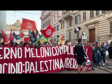 hundreds-in-italy-protest-against-giorgia-meloni’s-support-for-israel