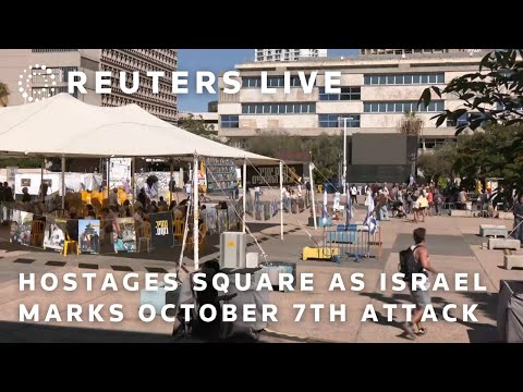 live:-view-of-hostages-square-as-israel-marks-october-7th-attack