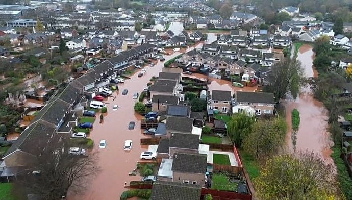 aerial-video-shows-storm-claudia-flooding-monmouth:-large-parts-of-welsh-town-submerged