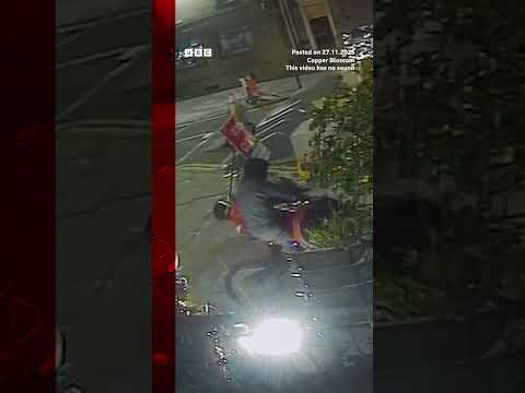 bike-thief-caught-on-camera-stealing-christmas-nutcracker-statue-from-outside-scottish-bar.-#bbcnews