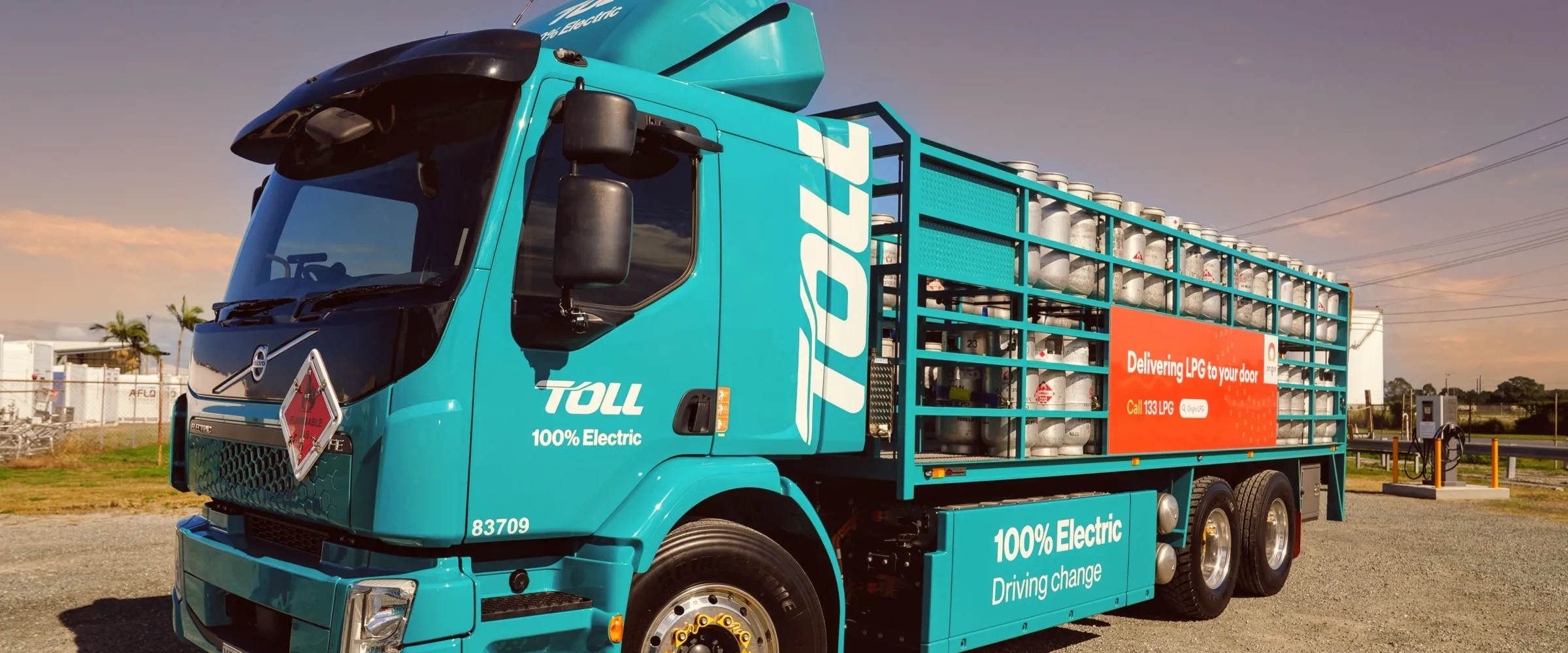 Toll’s new Volvo FE Electric truck will deliver Origin Energy’s Gas in Queensland