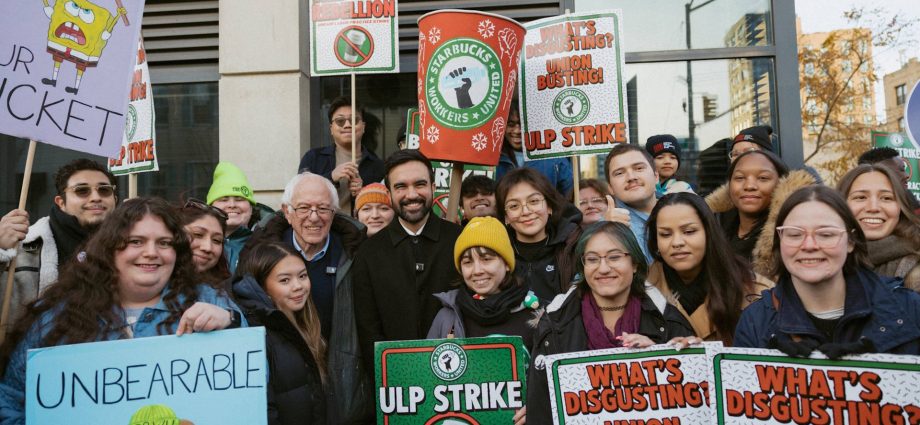 “this-is-a-union-town”:-zohran-mamdani-&-bernie-sanders-join-striking-starbucks-workers’-picket