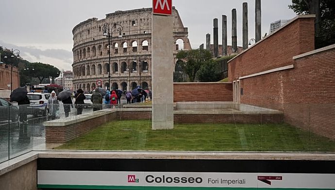 rome-opens-two-new-metro-c-stations,-showcasing-ancient-ruins-near-colosseum