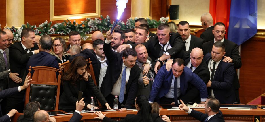 flare-and-fighting-in-albanian-parliament-dispute