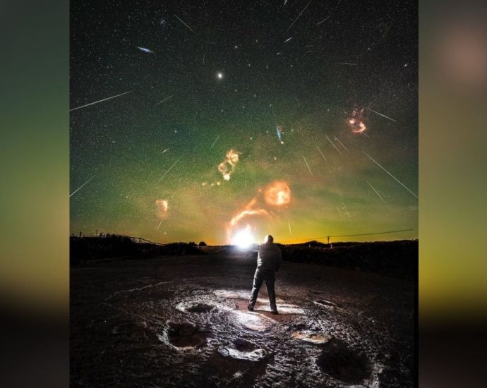 Geminid meteors streak under green sky | Space photo of the day for Dec. 19, 2025