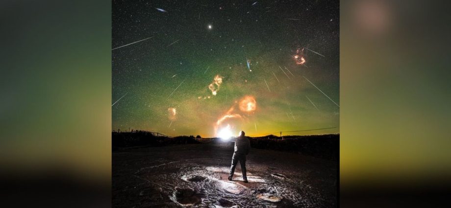 Geminid meteors streak under green sky | Space photo of the day for Dec. 19, 2025