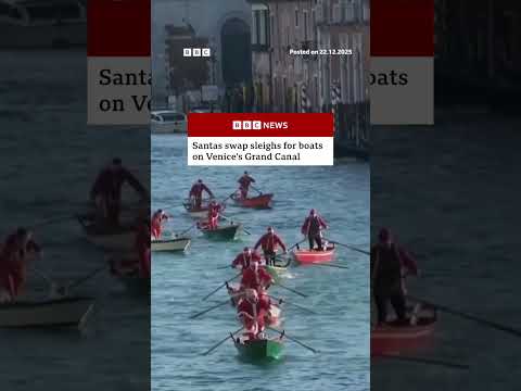 hundreds-of-santas-raced-along-venice’s-grand-canal.-#christmas-#italy-#bbcnews