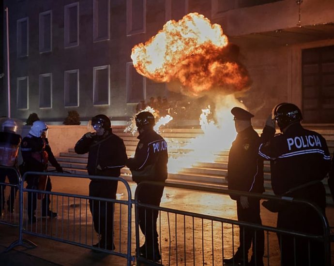 albanian-police-arrest-four-after-molotov-cocktails-thrown-at-anti-government-protest