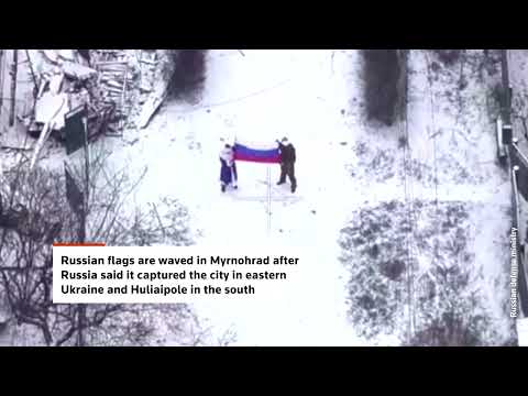 drone-footage-shows-russian-flags-waved-in-ukraine’s-myrnohrad-|-reuters