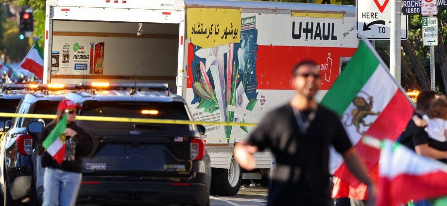 man-booked-on-reckless-driving-charge-after-u-haul-truck-drives-through-iran-protesters-in-la.