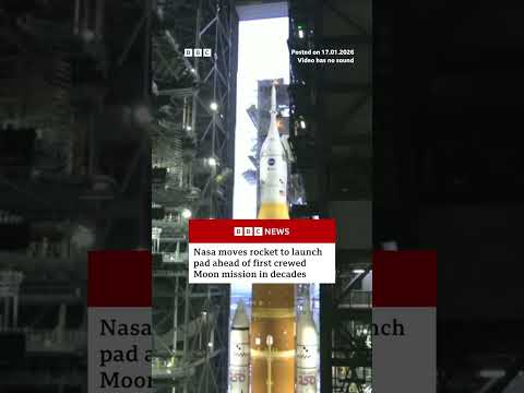 nasa-moves-rocket-to-launch-pad-ahead-of-crewed-mission-to-the-moon.-#space-#bbcnews
