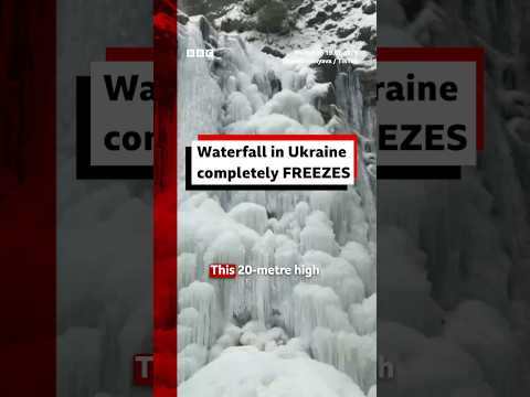one-of-the-highest-waterfalls-in-ukraine-completely-freezes.-#ukraine-#waterfall-#bbcnews