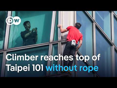 us-climber-alex-honnold-completes-rope-free-climb-up-taipei-101-skyscraper-|-dw-news