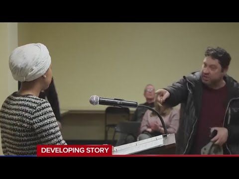 man-sprays-ilhan-omar-with-unknown-liquid-during-town-hall-|-jesse-weber-live