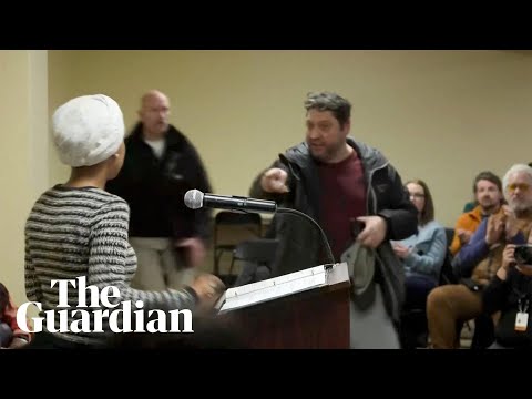 security-tackles-man-who-sprayed-unidentified-liquid-on-ilhan-omar-at-town-hall