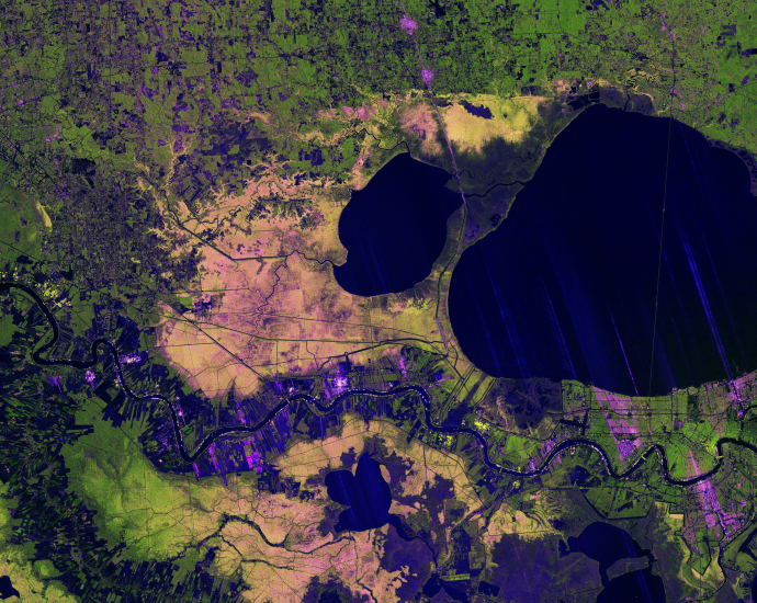 nasa-isro radar-mission peers-through-clouds-to-see-mississippi river delta
