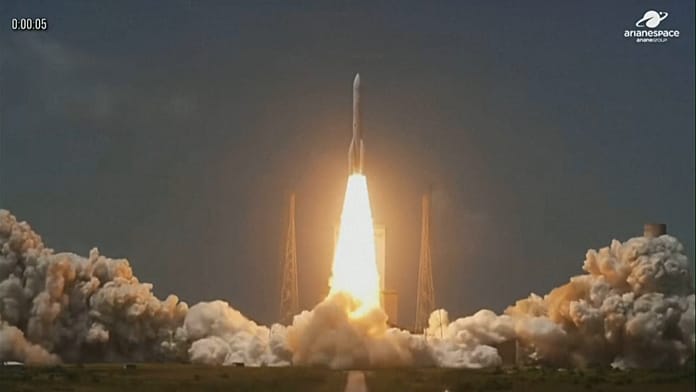 europe’s-most-powerful-rocket-ariane-64-launches-carrying-amazon-satellites