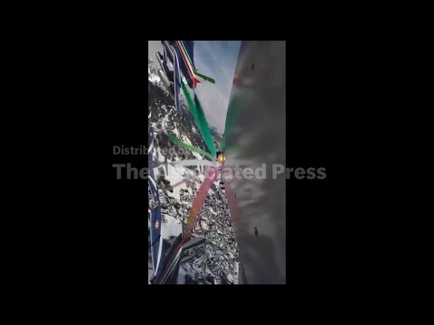 jets-from-italy’s-“frecce-tricolori”-aerobatic-team-fly-over-cortina-during-the-winter-olympics