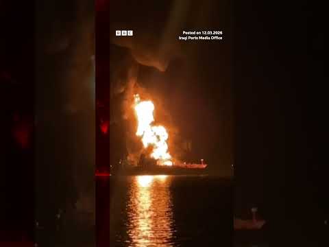 tanker-on-fire-after-strike-in-gulf.-#iraq-#middleeast-#bbcnews