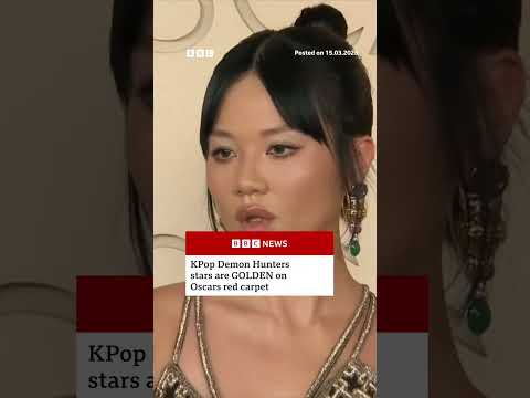 kpop-demon-hunters-stars-stun-in-gold-at-2026-oscars.-#oscars-#golden-#academyaward-#bbcnews