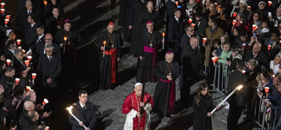 pope-leo-xiv-becomes-second-pope-to-carry-cross-at-colosseum-on-good-friday