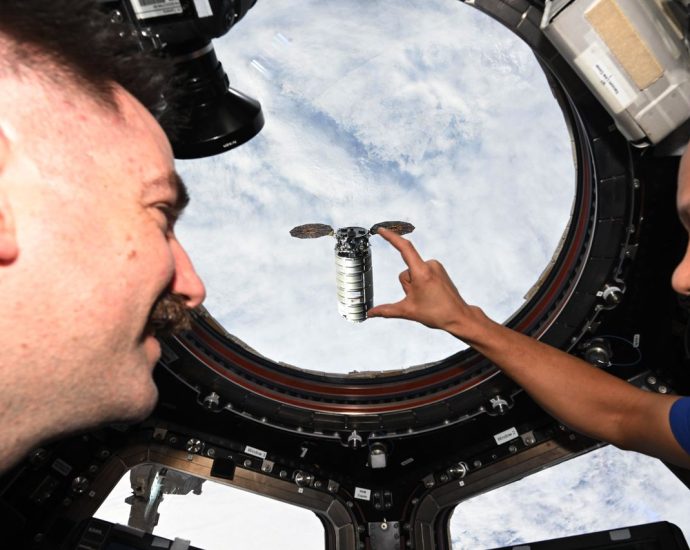 NASA astronauts joke around with an optical illusion on the ISS | Space photo of the day for April 15, 2026