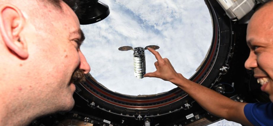 NASA astronauts joke around with an optical illusion on the ISS | Space photo of the day for April 15, 2026