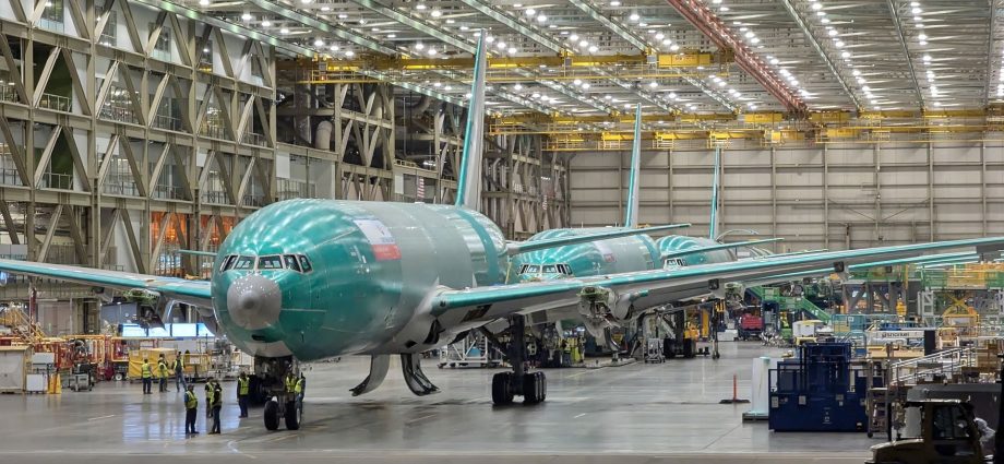 spotted:-boeing’s-1st-777-8-freighter-rolls-out-in-everett