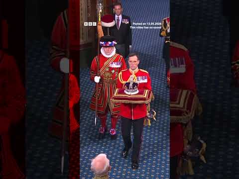imperial-state-crown-arrives-at-parliament-ahead-of-king’s-speech.-#kingcharles-#bbcnews