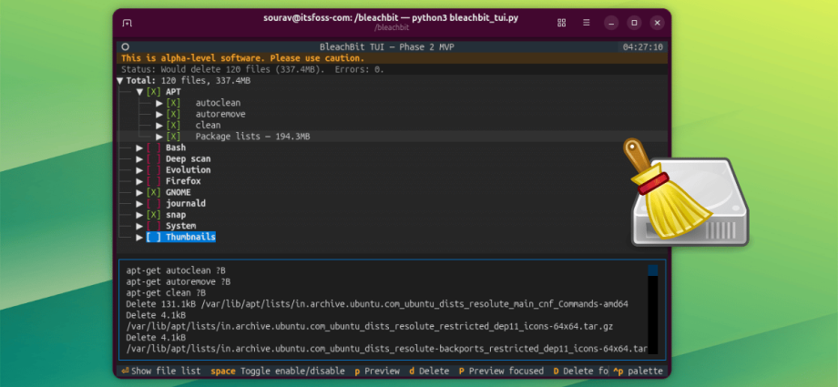 the-famous-linux-system-cleaner-bleachbit-now-has-a-tui-(and-i-tried-it-out)