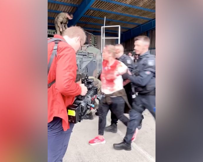 activists-disrupt-german-military-exhibit-over-arms-sales-to-israel