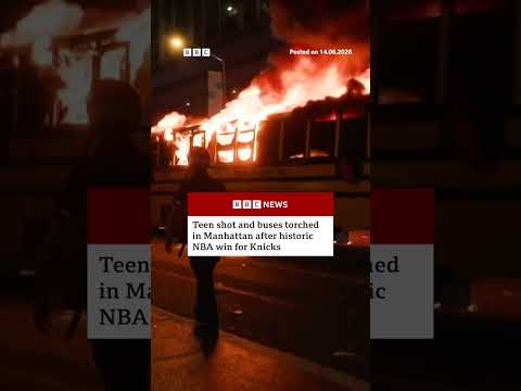 teen-shot-and-buses-torched-in-manhattan-after-nba-win-for-knicks.-#newyork-#knicks-#bbcnews