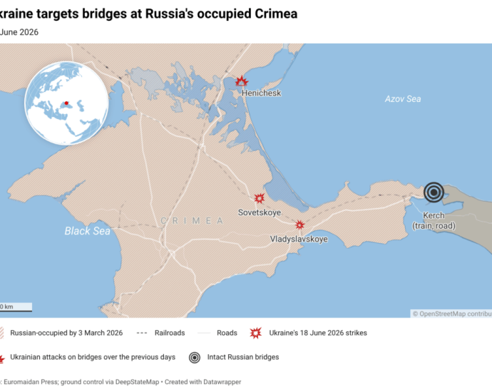 ukrainian-drones-strike-rail-bridge-on-crimea’s-kerch–dzhankoi-line