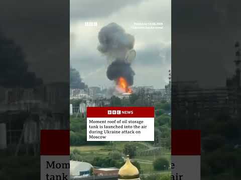 oil-storage-tank’s-roof-launched-into-the-air-during-ukrainian-attack-on-moscow-#bbcnews