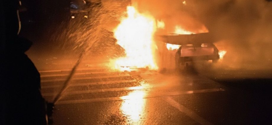 Narrow escape for driver as EV car reduced to ashes in Odisha’s Dhenkanal