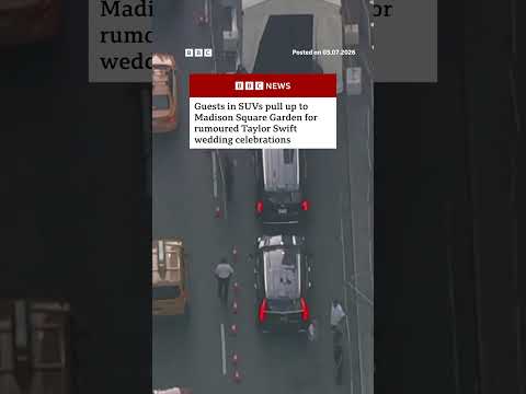 guests-dropped-off-in-suvs-for-rumoured-taylor-swift-wedding-celebrations.-#bbcnews