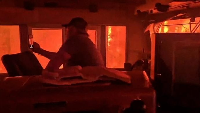 canada:-train-crew-escapes-flames-near-armstrong,-ontario
