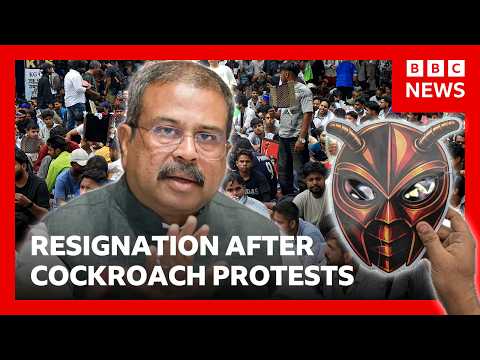 india’s-education-minister-dharmendra-pradhan-resigns-after-weeks-of-‘cockroach’-protests-|-bbc-news