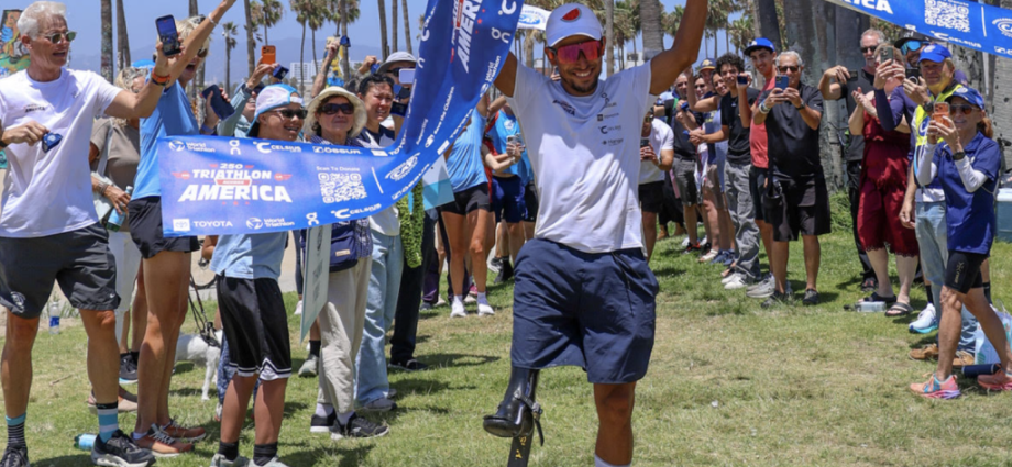 Paralympic medalist Mohamed Lahna completes 5,300-kilometer triathlon across America