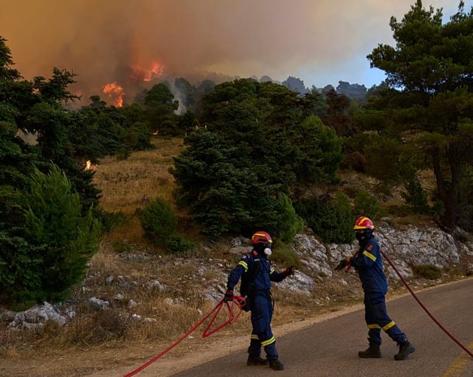 greece:-firefighters-battle-major-wildfire-as-strong-winds-fuel-flames