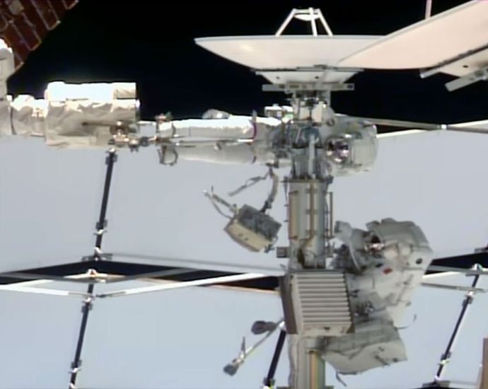 NASA astronaut and 1st female French spacewalker remove failed ISS antenna but run out of time for replacement