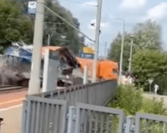 train-crashes-into-truck-at-railway-crossing-in-gdansk,-poland