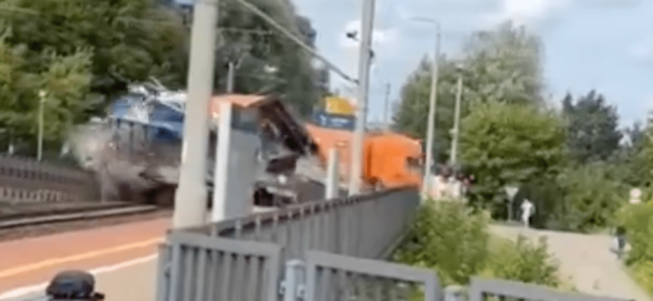 train-crashes-into-truck-at-railway-crossing-in-gdansk,-poland