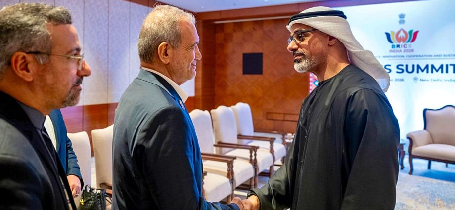 uae-and-iran-leaders-meet-at-the-brics-summit-for-the-first-time-since-the-war